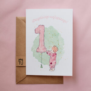 Kartka "Roczek - różowa"