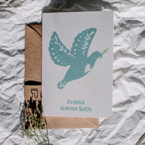 Kartka komunijna "Ptaszyna" - niebieska