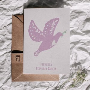 Kartka komunijna "Ptaszyna" - rozowa